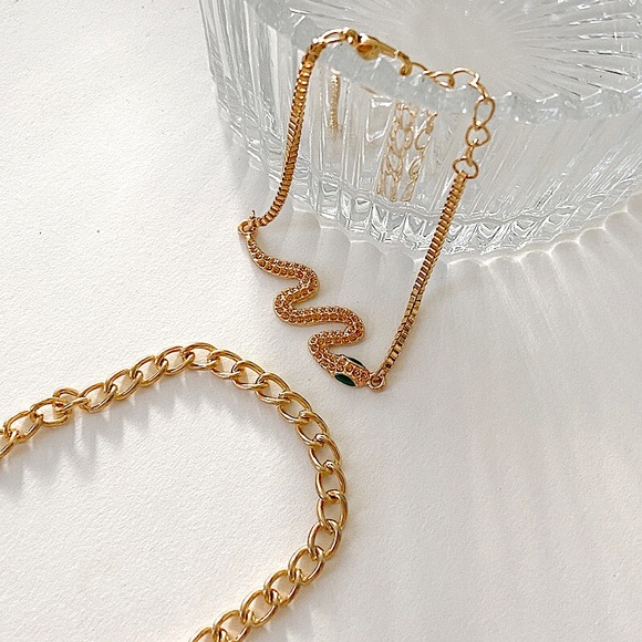 ⚜️[𝟯/$𝟮𝟴]⚜️2 Layered Gold Snake Bracelet NEW - Picture 2 of 7